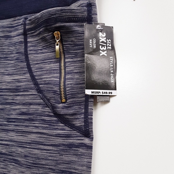 Blue Striped Fleece Lined Leggings - Picture 3 of 5